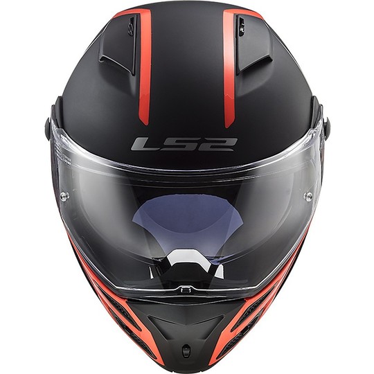 Casque de moto modulaire approuvé P / J Ls2 FF324 METRO EVO Rapid Black Matt Orange