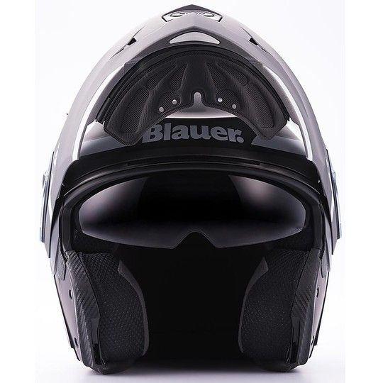 Casque de moto modulaire Blauer Sky 2 Black Titanium Matt White