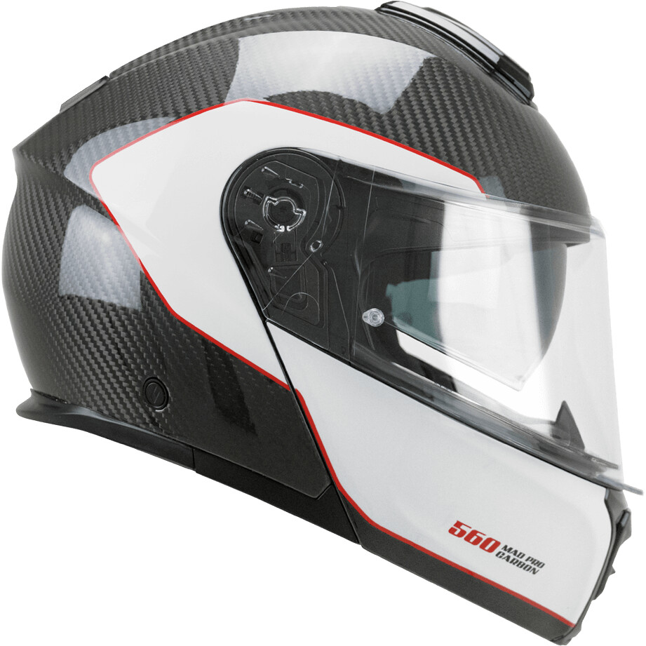 Casque de moto modulaire CGM 560S MAD PRO SPORT Carbone Blanc/Rouge P/J