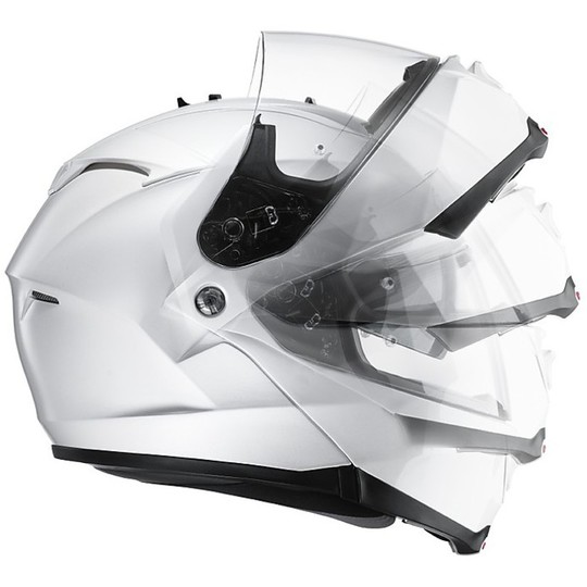 Casque de moto modulaire HJC IS-MAX 2 Double Visor Glossy White