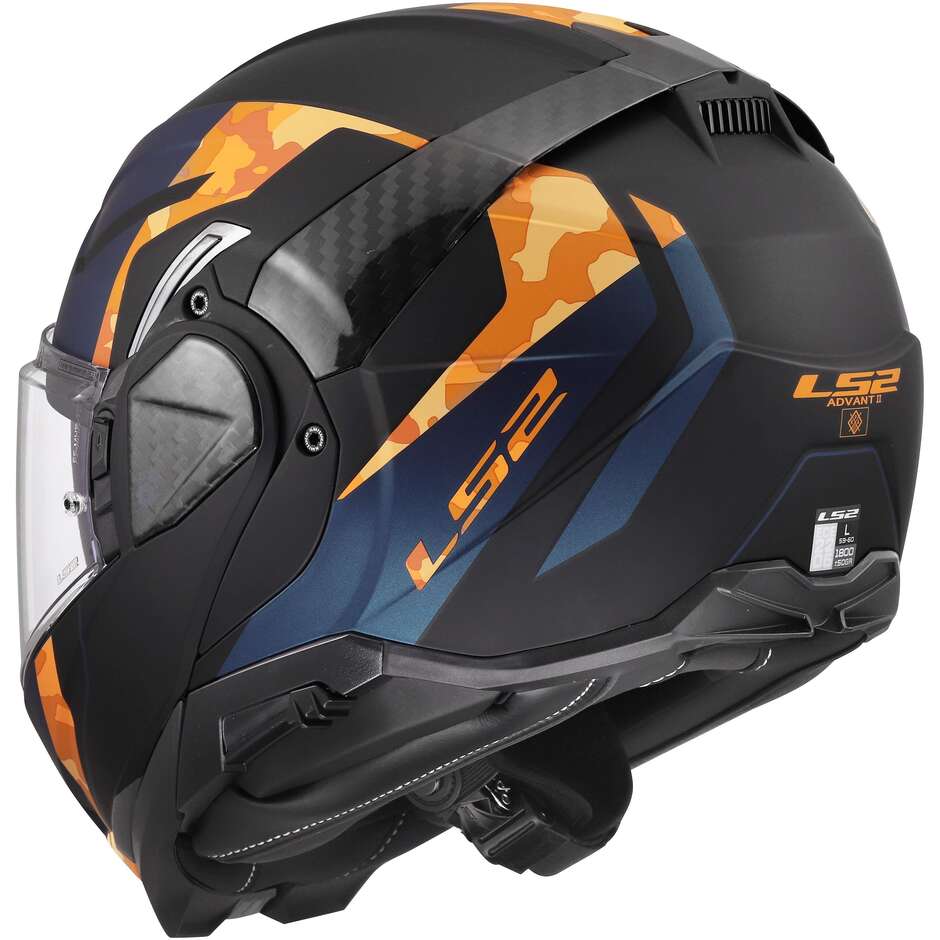 Casque de moto modulaire LS2 FF910 ADVANT II GLIDE P/J Noir Orange