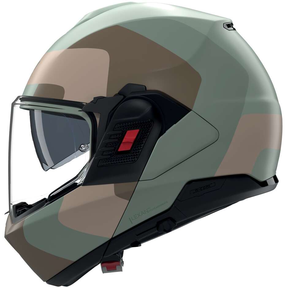 Casque de moto modulaire Nolan N120-1 OMOCROMO 352 Vert Marron Sable Mat