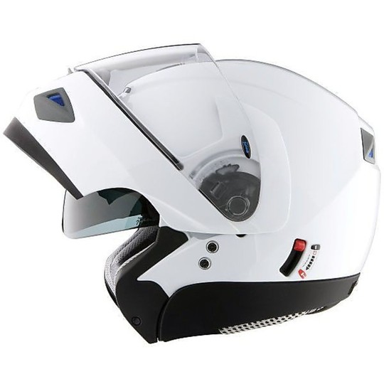 Casque de moto modulaire ouvrable Vemar Jiano Matt White Double Visor