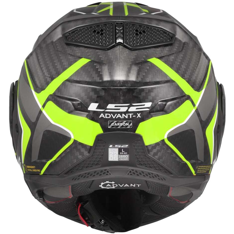 Casque de moto modulaire P/J en carbone LS2 FF901 ADVANT XC FUTURE II Jaune Fluo