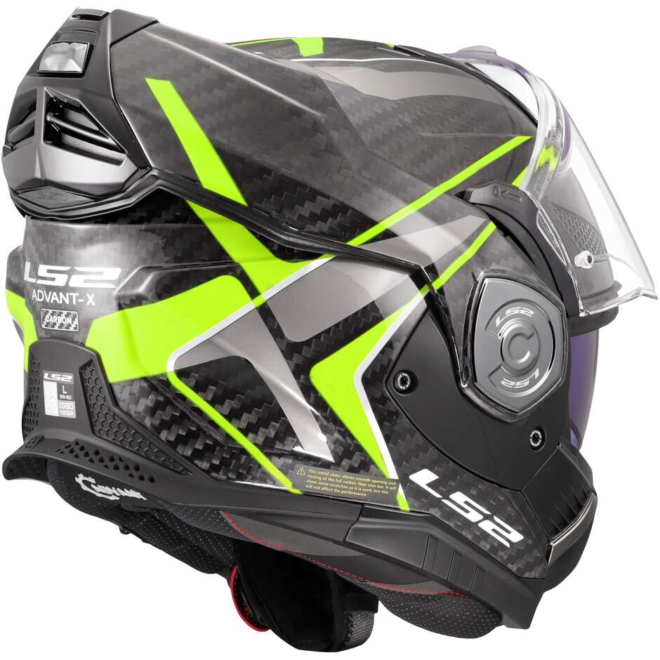Casque de moto modulaire P/J en carbone LS2 FF901 ADVANT XC FUTURE II Jaune Fluo
