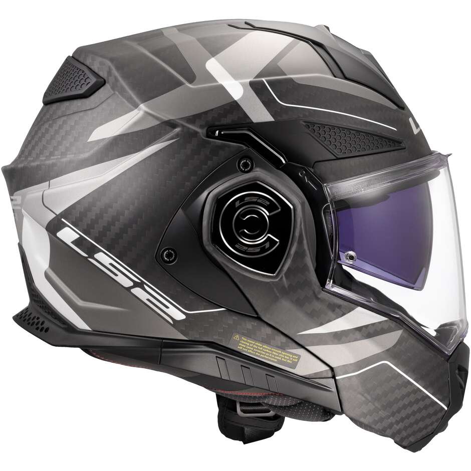 Casque de moto modulaire P/J en carbone LS2 FF901 ADVANT XC HORIZON gris argent