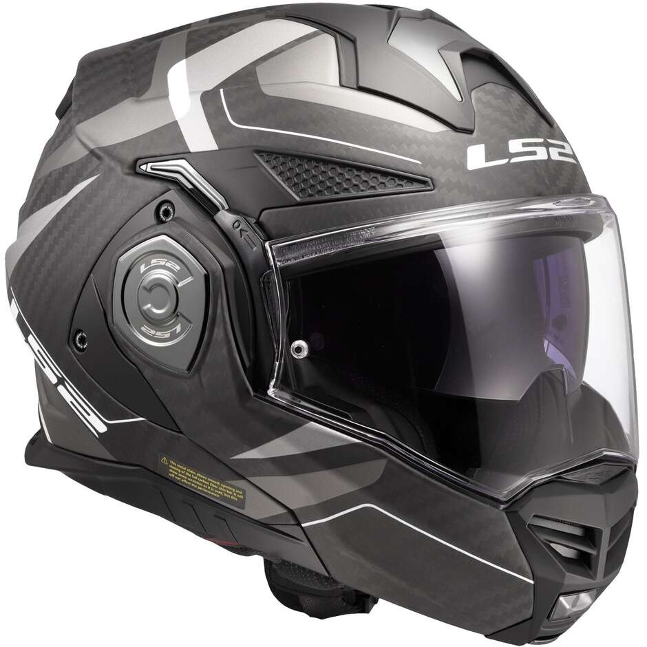Casque de moto modulaire P/J en carbone LS2 FF901 ADVANT XC HORIZON gris argent