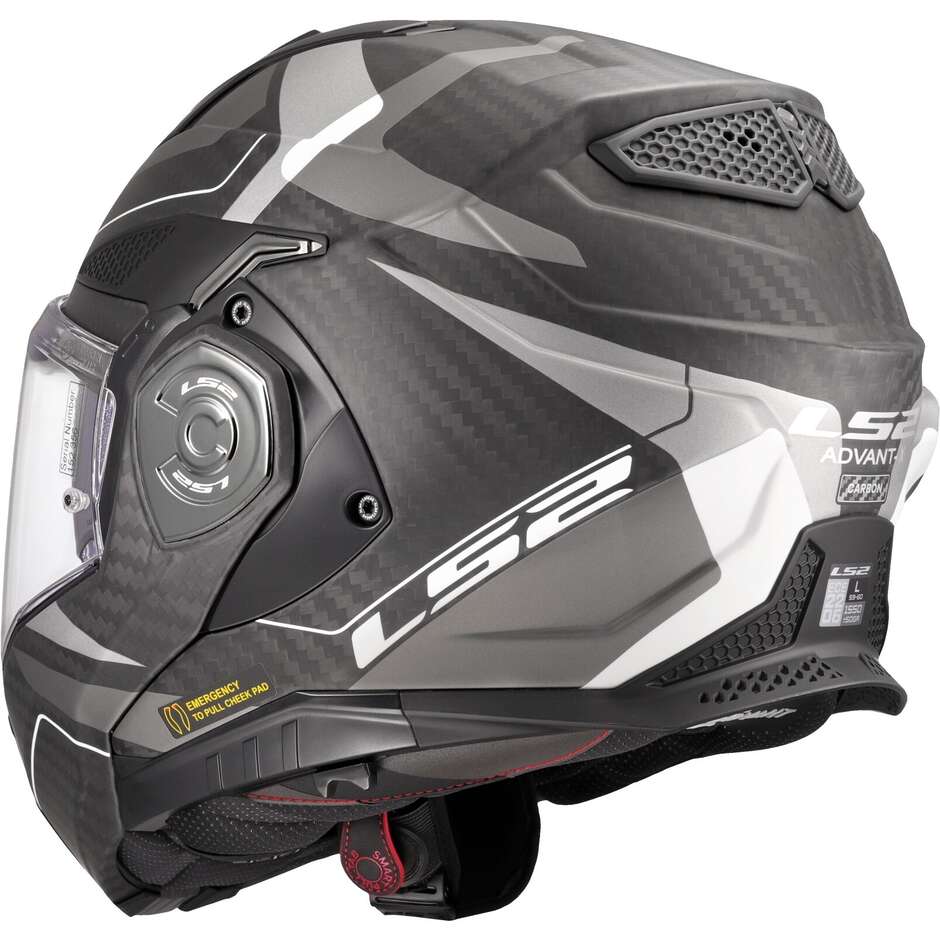 Casque de moto modulaire P/J en carbone LS2 FF901 ADVANT XC HORIZON gris argent
