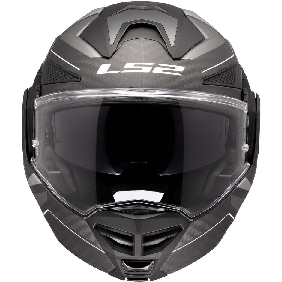 Casque de moto modulaire P/J en carbone LS2 FF901 ADVANT XC HORIZON gris argent