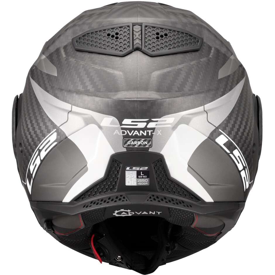 Casque de moto modulaire P/J en carbone LS2 FF901 ADVANT XC HORIZON gris argent