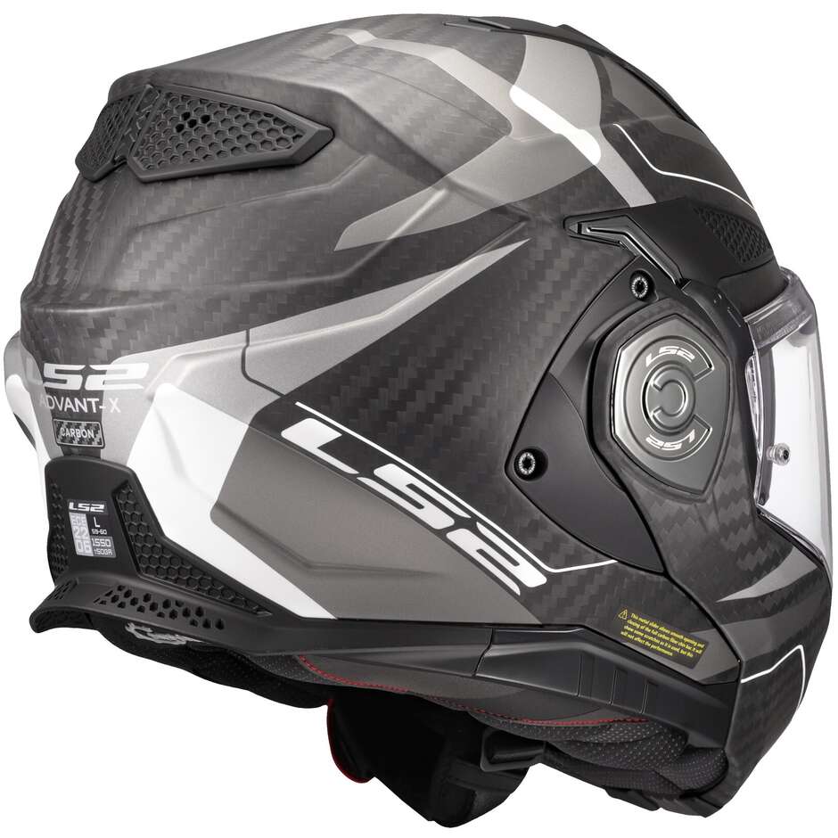 Casque de moto modulaire P/J en carbone LS2 FF901 ADVANT XC HORIZON gris argent