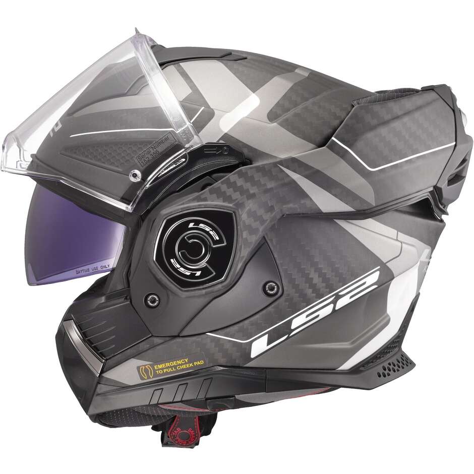 Casque de moto modulaire P/J en carbone LS2 FF901 ADVANT XC HORIZON gris argent