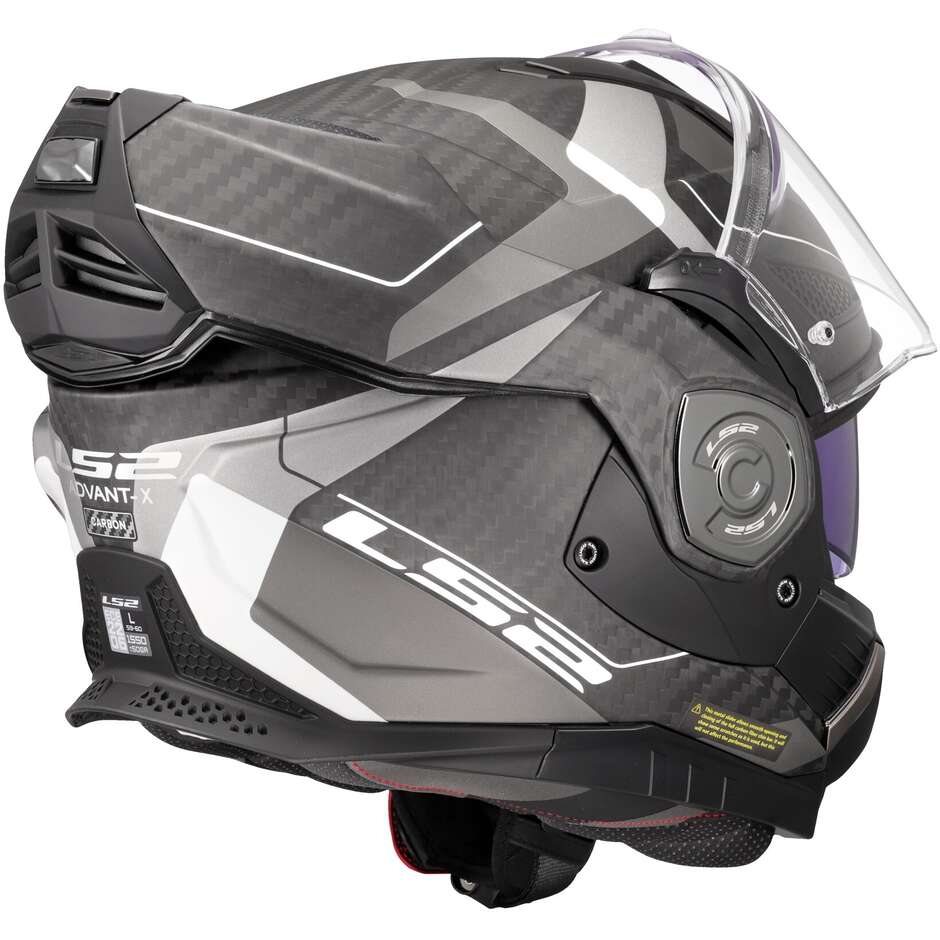 Casque de moto modulaire P/J en carbone LS2 FF901 ADVANT XC HORIZON gris argent