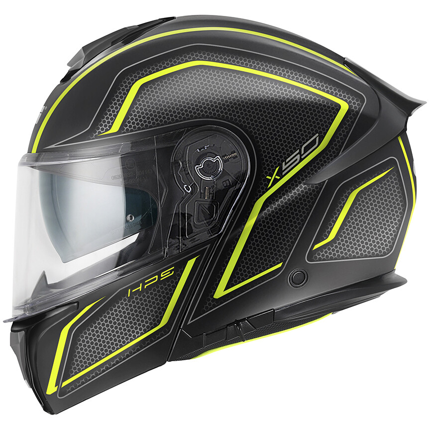 Casque de moto modulaire P/J Givi X50 HOLOGRAM Fibre Noir Mat Jaune Titane