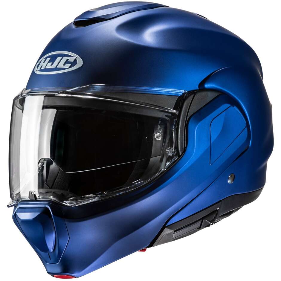 Casque de moto modulaire P/J Hjc F100 semi plat bleu métallisé