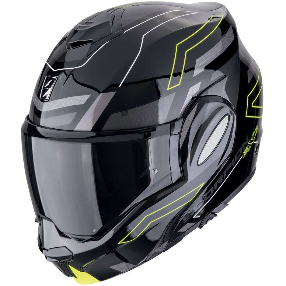 Casque de moto modulaire P/J Scorpion EXO-TECH EVO CONQUER noir jaune fluo