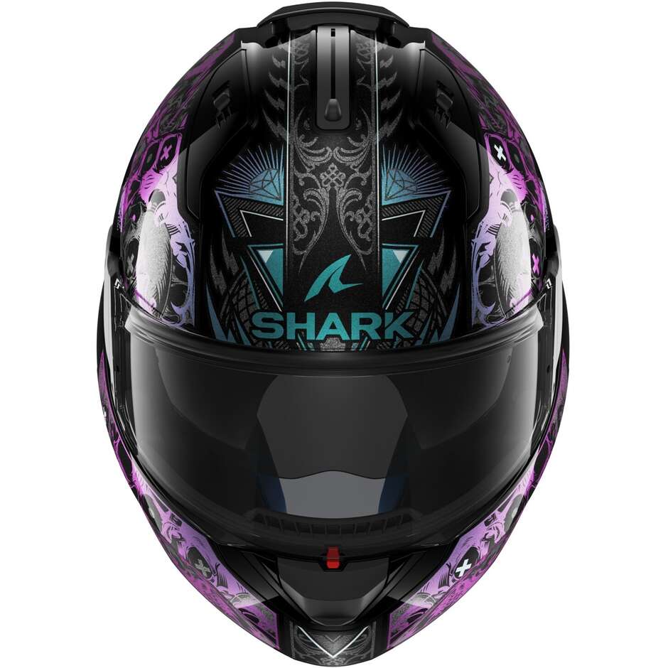 Casque de moto modulaire P / J Shark EVO ES K-ROZEN Noir Violet Paillettes