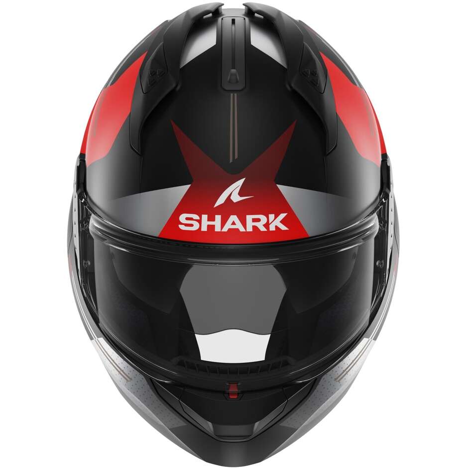 Casque de moto modulaire P / J Shark EVO GT TEKLINE Matt Black Chrome Red