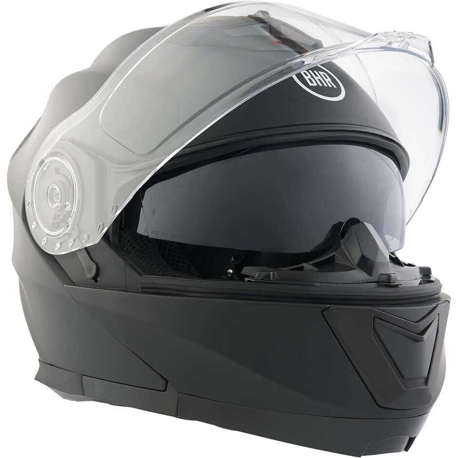 Casque de moto modulaire rabattable BHR 836 Blanc Noir Mat