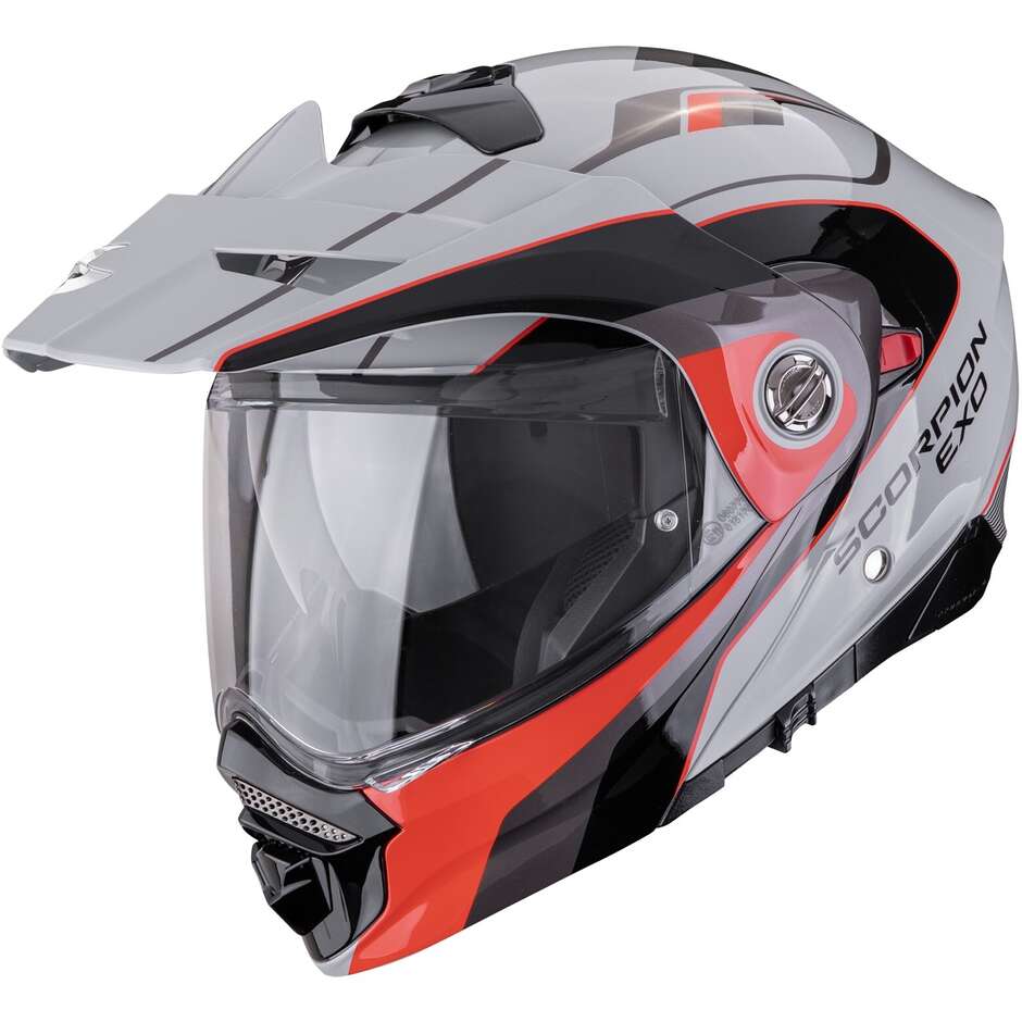 Casque de moto modulaire Scorpion ADX-2 Kamps Adventure P/J Gris Rouge