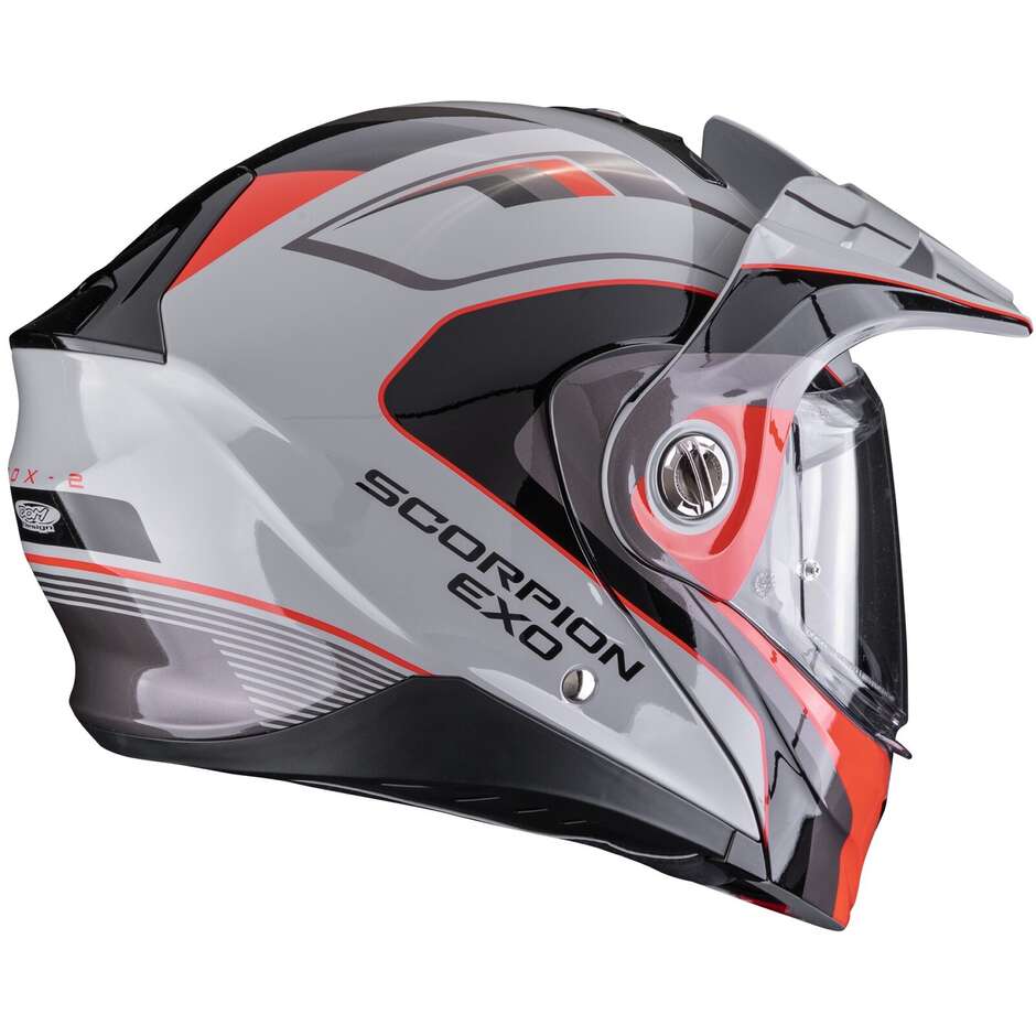 Casque de moto modulaire Scorpion ADX-2 Kamps Adventure P/J Gris Rouge