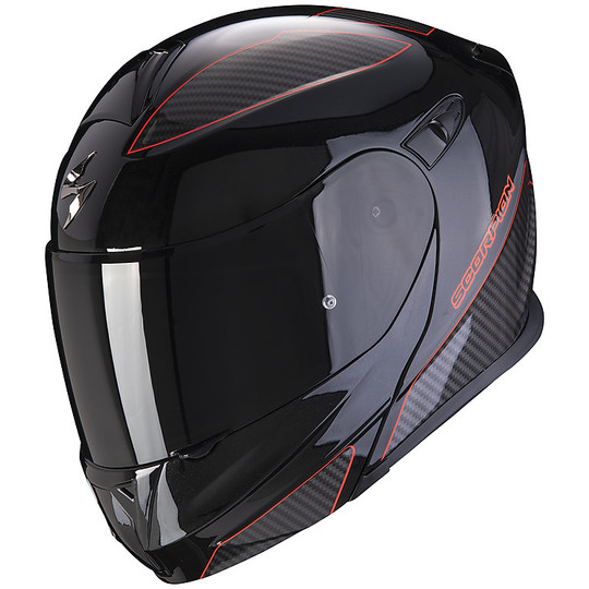 Casque de moto modulaire Scorpion EXO-920 FLUX Glossy Black Red
