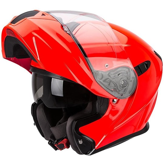 Casque de moto modulaire Scorpion Exo-920 Solid Neon Red