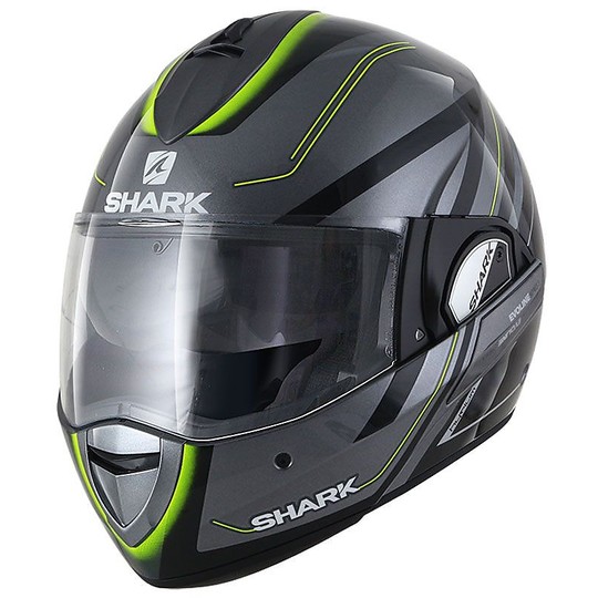 Casque de moto modulaire Shark EVOLINE 3 HYRIUM Anthracite Noir Jaune