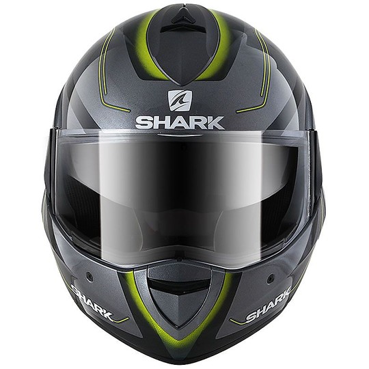 Casque de moto modulaire Shark EVOLINE 3 HYRIUM Anthracite Noir Jaune