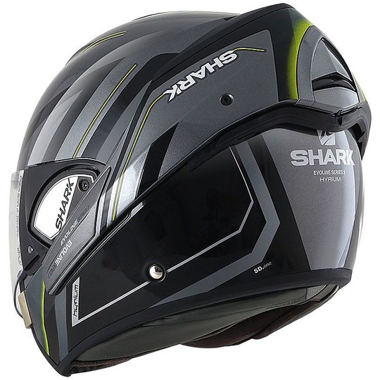 Casque de moto modulaire Shark EVOLINE 3 HYRIUM Anthracite Noir Jaune