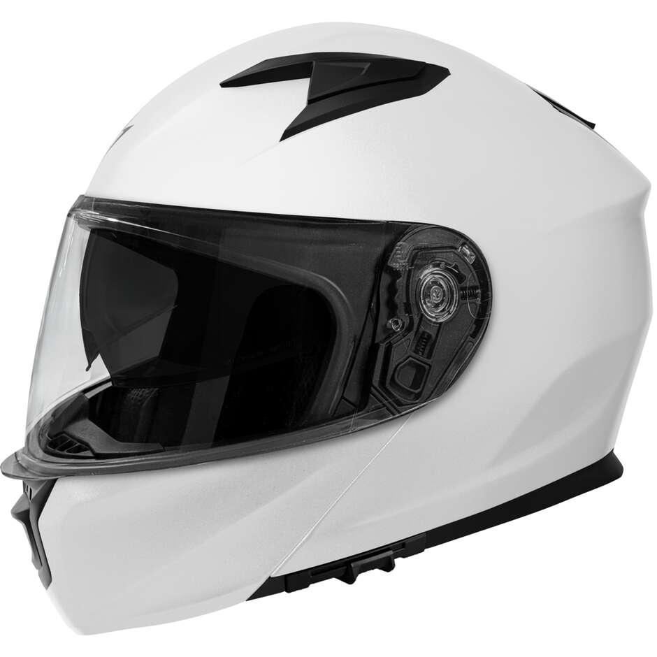 Casque de moto modulaire Stormer SPIN EVO Solid, blanc nacré