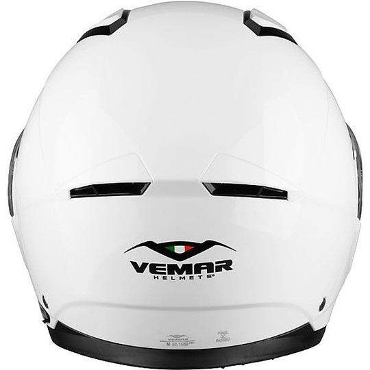 Casque de moto modulaire Vemar SHARKI Solid Glossy White