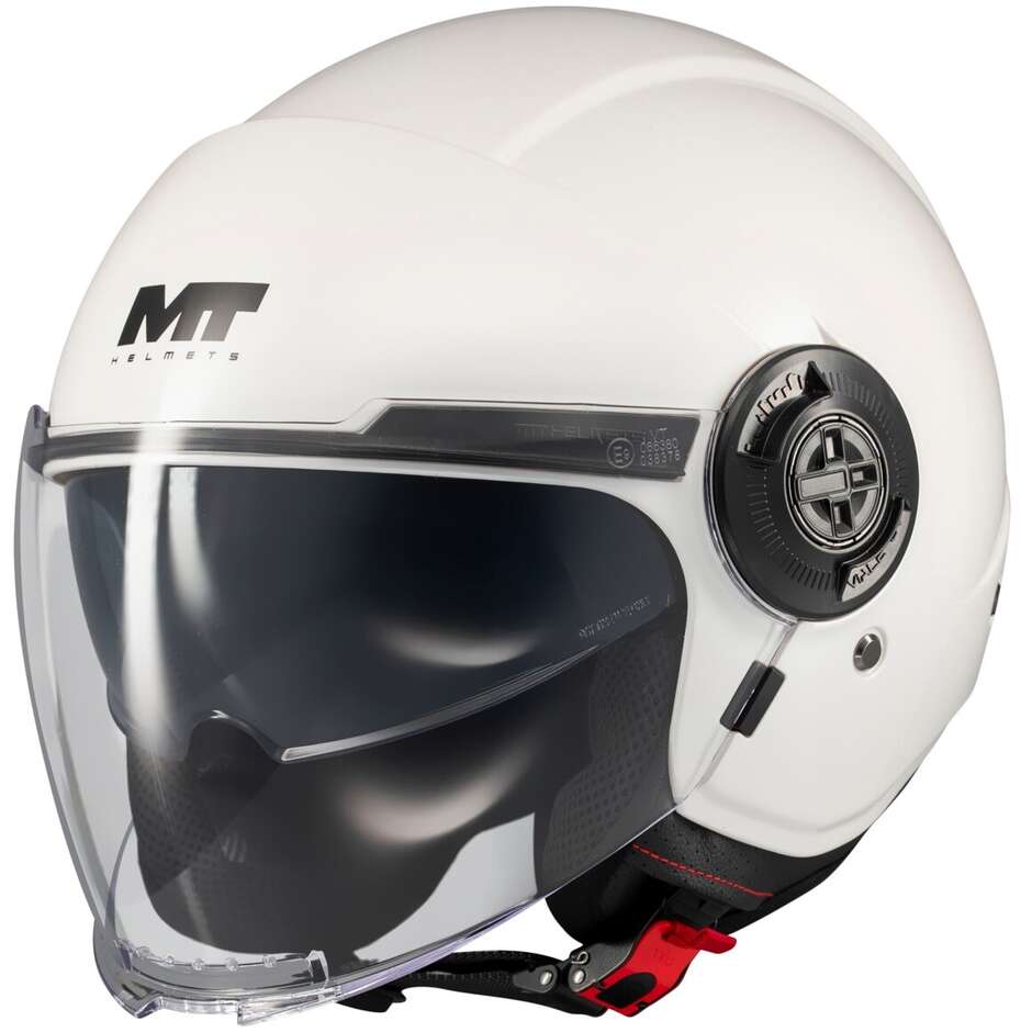 Casque de moto MT Helmets VIALE SV S PURE A0 Blanc brillant