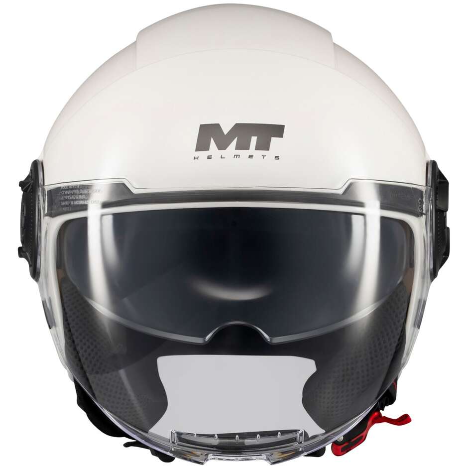 Casque de moto MT Helmets VIALE SV S PURE A0 Blanc brillant