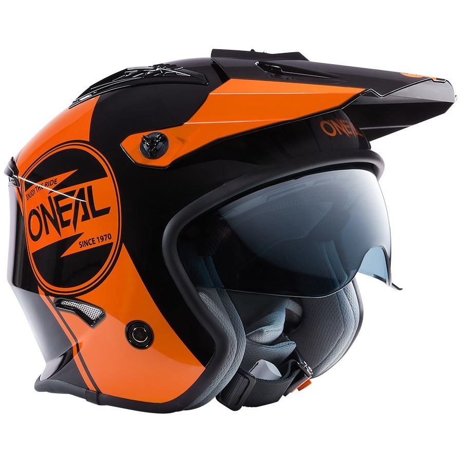 Casque de moto Oneal Volt Jet avec visière V.22 Corp Noir Orange