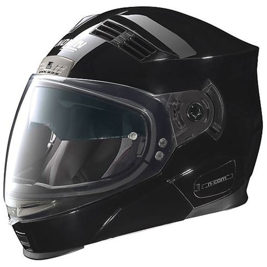 Casque de moto ouvrable Nolan N71 Classic Ncom Glossy Black Detachable Chin