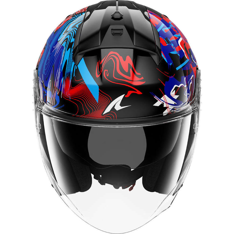 Casque de moto Shark SKWAL JET PRANZ Jet Noir Bleu Rouge