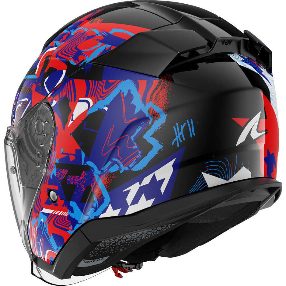 Casque de moto Shark SKWAL JET PRANZ Jet Noir Bleu Rouge