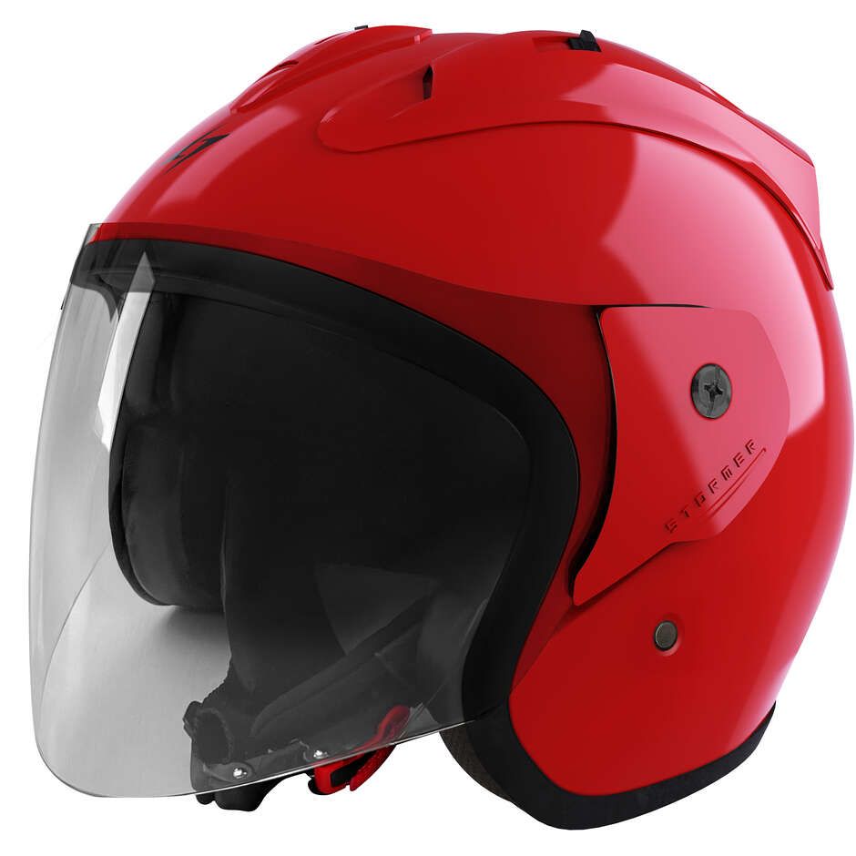 Casque de moto Stormer SUN EVO 2.0 Solid Jet, rouge perle