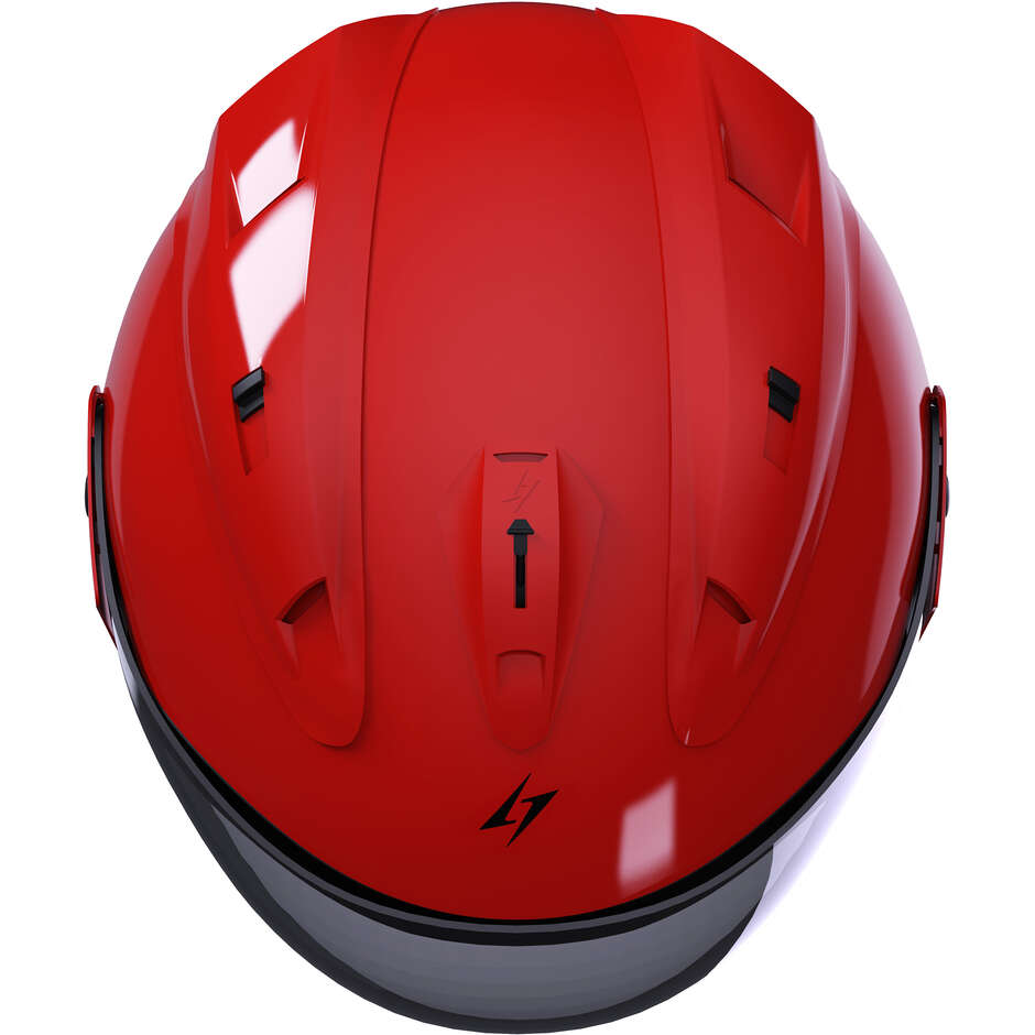 Casque de moto Stormer SUN EVO 2.0 Solid Jet, rouge perle