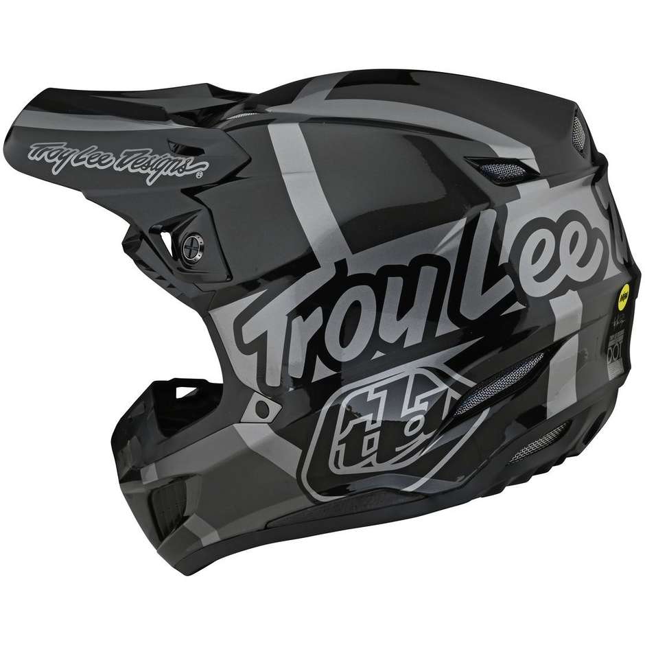Casque de moto Troy Lee Designs SE5 Cross Enduro en fibre FOUR Grey