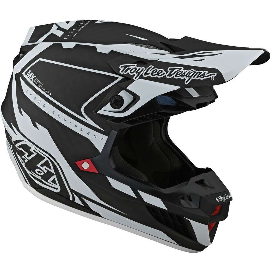 Casque de moto Troy Lee Designs SE5 Cross Enduro en MXSE Carbon Black White