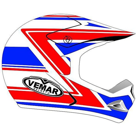 Casque de moto Vemar Cross Enduro modèle Vrx-5 en fibre tricomposite vétéran rouge-bleu