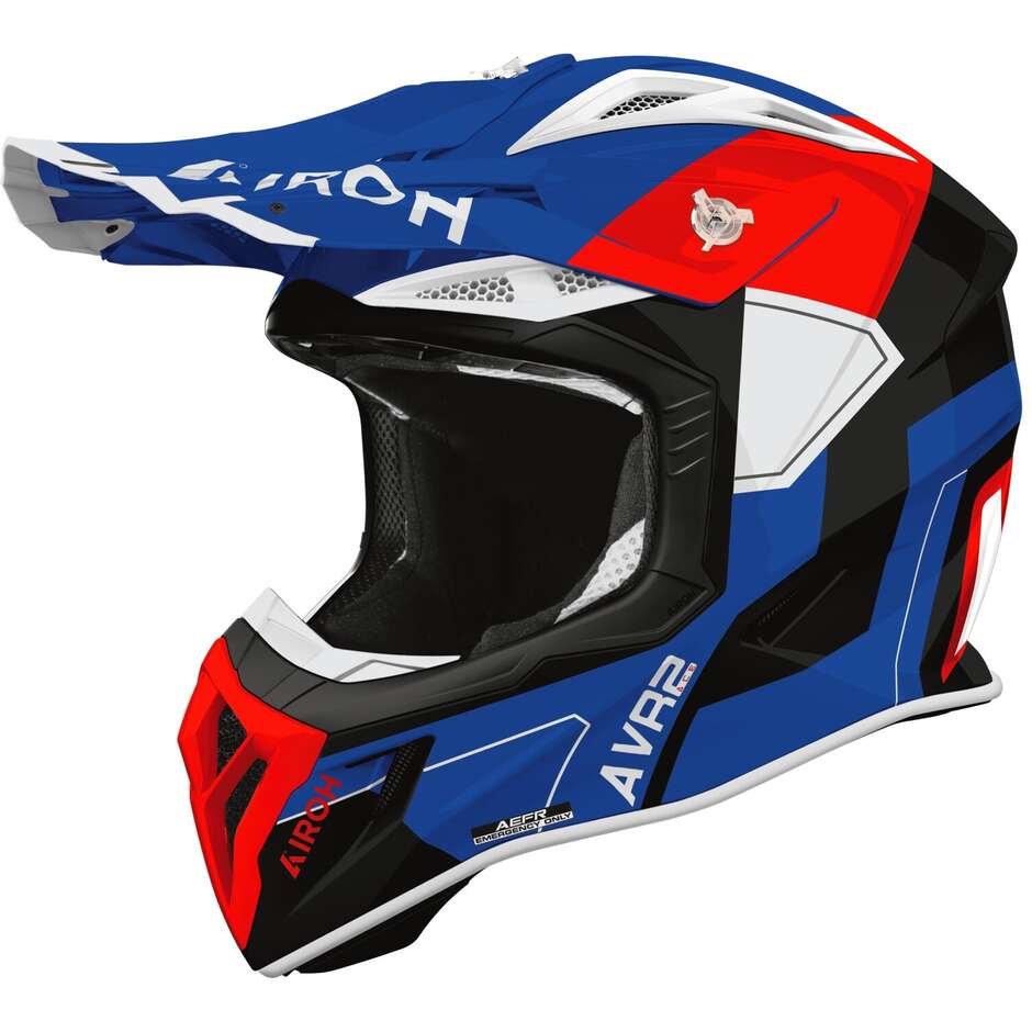 Casque de motocross enduro Airoh AVIATOR ACE 2 SHIELD bleu brillant rouge