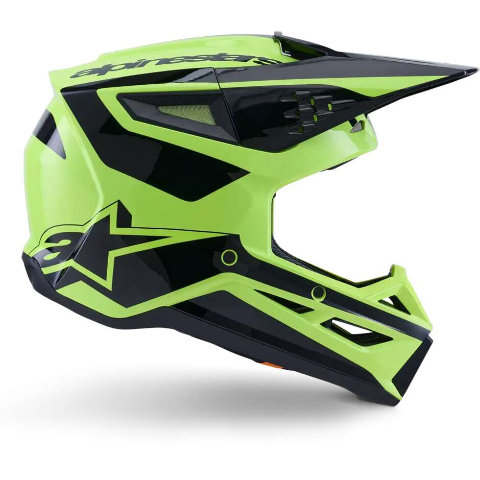 Casque de motocross enduro Alpinestars SM3 Heat ECE06, jaune fluo, noir brillant