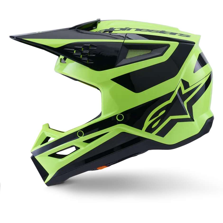 Casque de motocross enduro Alpinestars SM3 Heat ECE06, jaune fluo, noir brillant