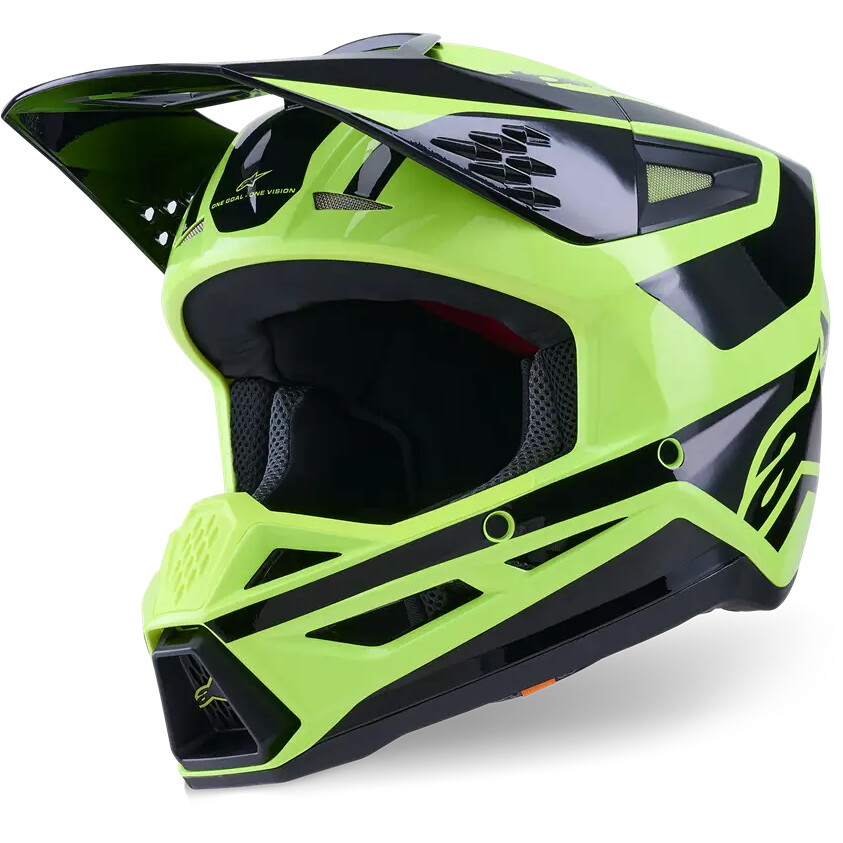 Casque de motocross enduro Alpinestars SM3 Heat ECE06, jaune fluo, noir brillant
