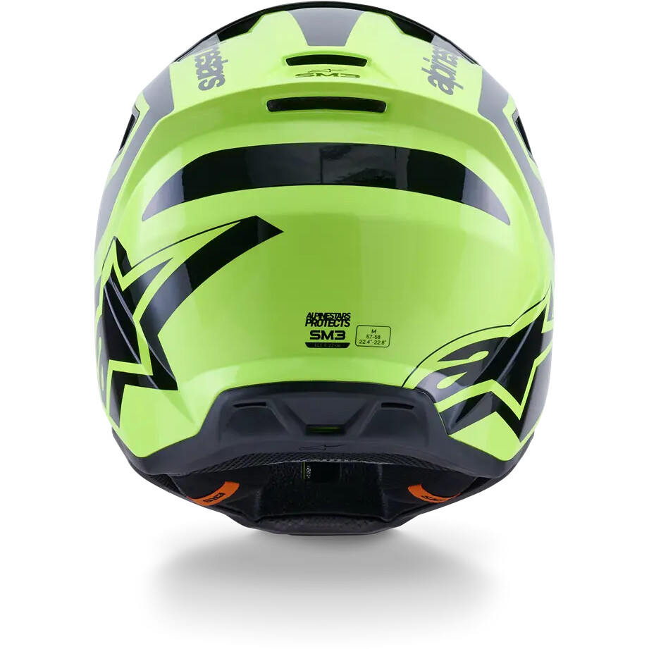 Casque de motocross enduro Alpinestars SM3 Heat ECE06, jaune fluo, noir brillant