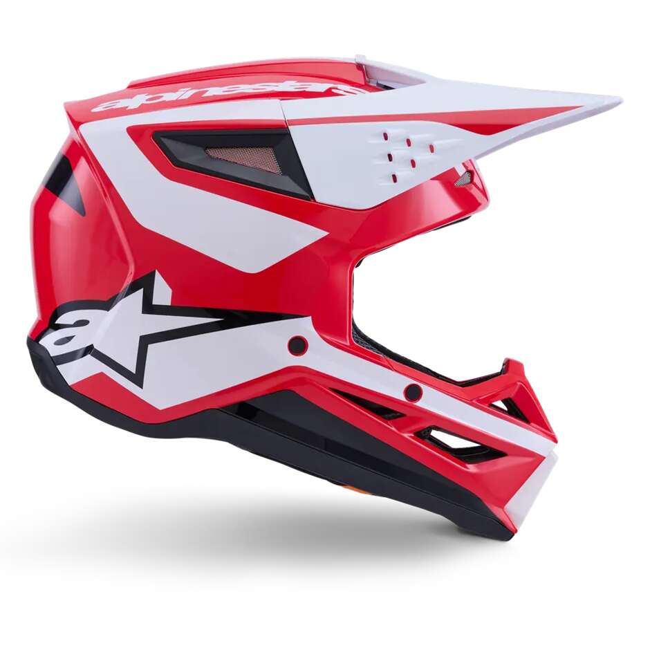 Casque de motocross enduro Alpinestars SM3 Heat ECE06, rouge, blanc, noir brillant