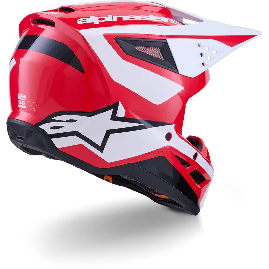 Casque de motocross enduro Alpinestars SM3 Heat ECE06, rouge, blanc, noir brillant